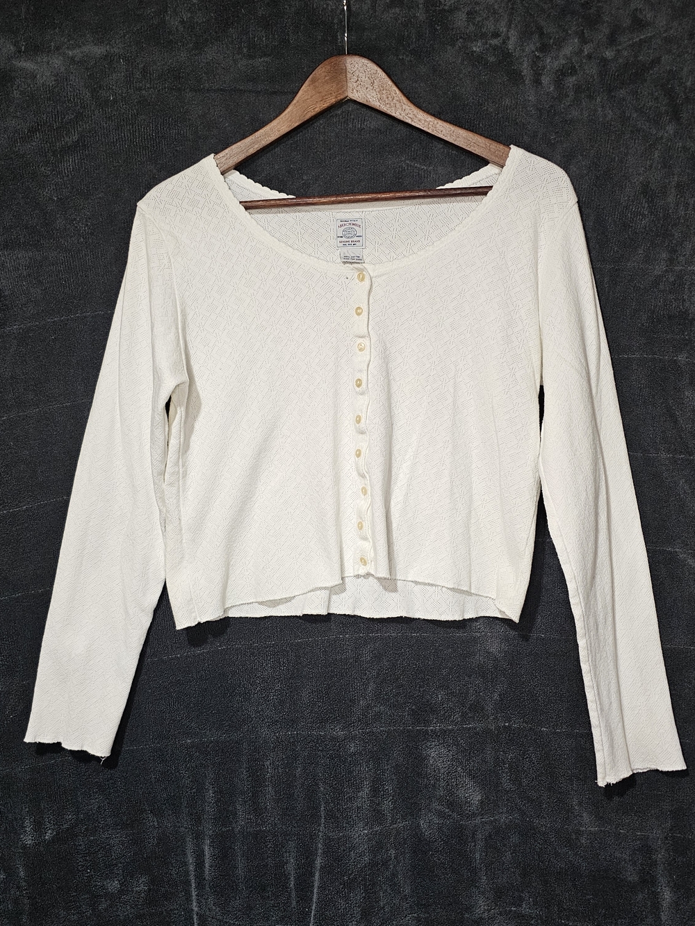 Abercrombie & Fitch Vintage 90s Y2K White Pointelle Cropped Cardigan - M - Picture 2 of 6